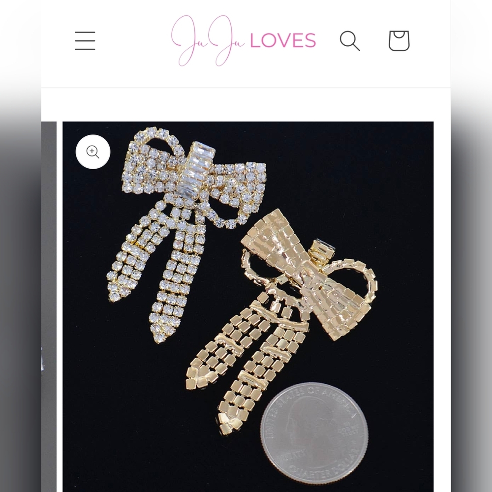 Juju Loves Silver Ribbon Bow Earrings - Picture 3 of 4
